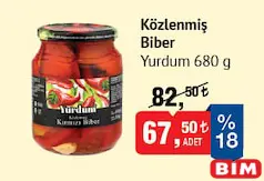 YURDUM KÖZLENMİŞ BİBER 680 G fiyat ve kampanya bilgisi